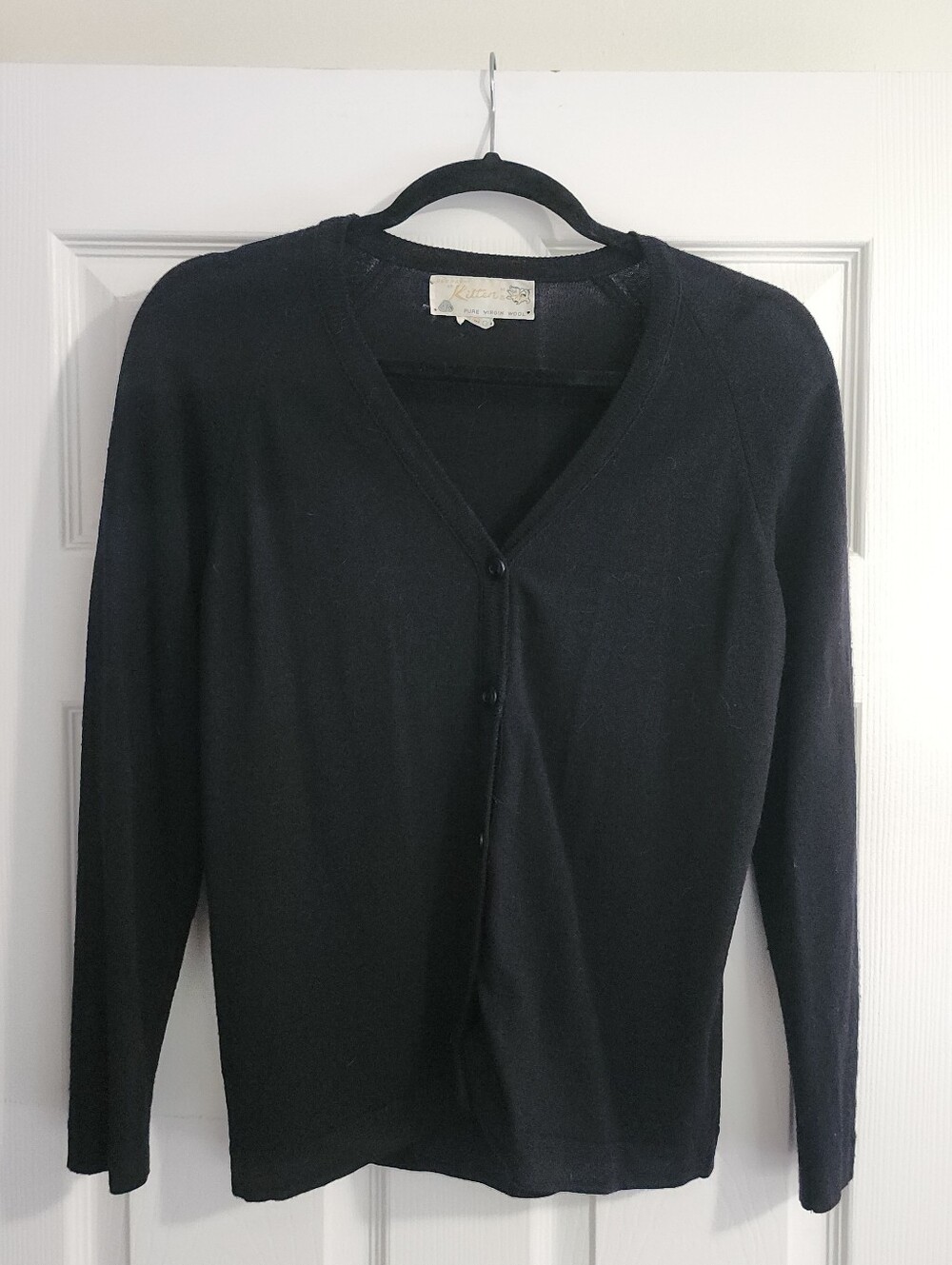Vintage Pure Virgin Wool Black Cardigan